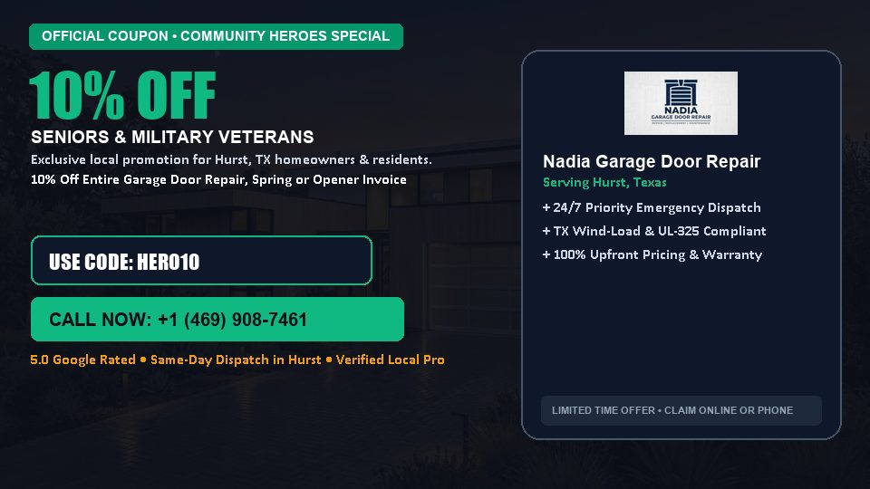 Nadia Garage Door Repair 10% OFF Seniors & Military Veterans